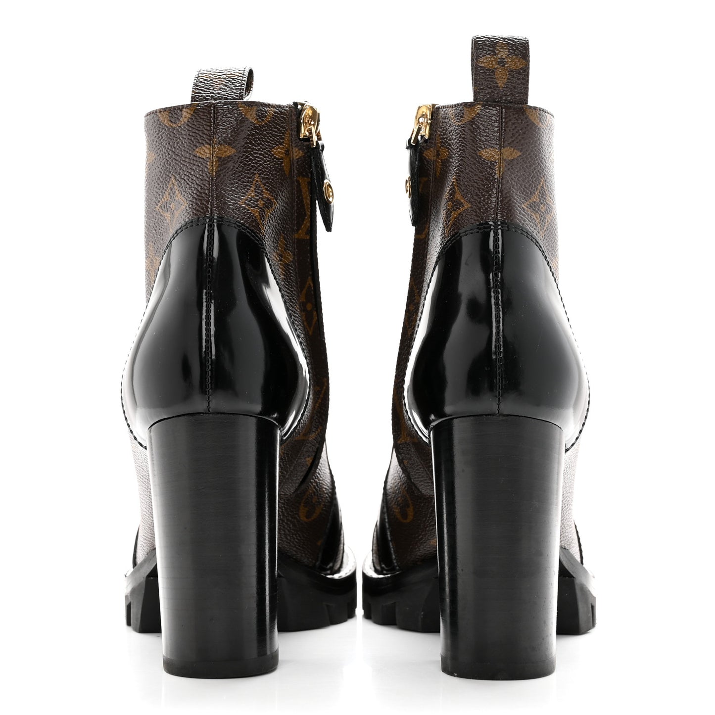 Patent Calfskin Monogram Star Trail Ankle Boots 37.5 Black