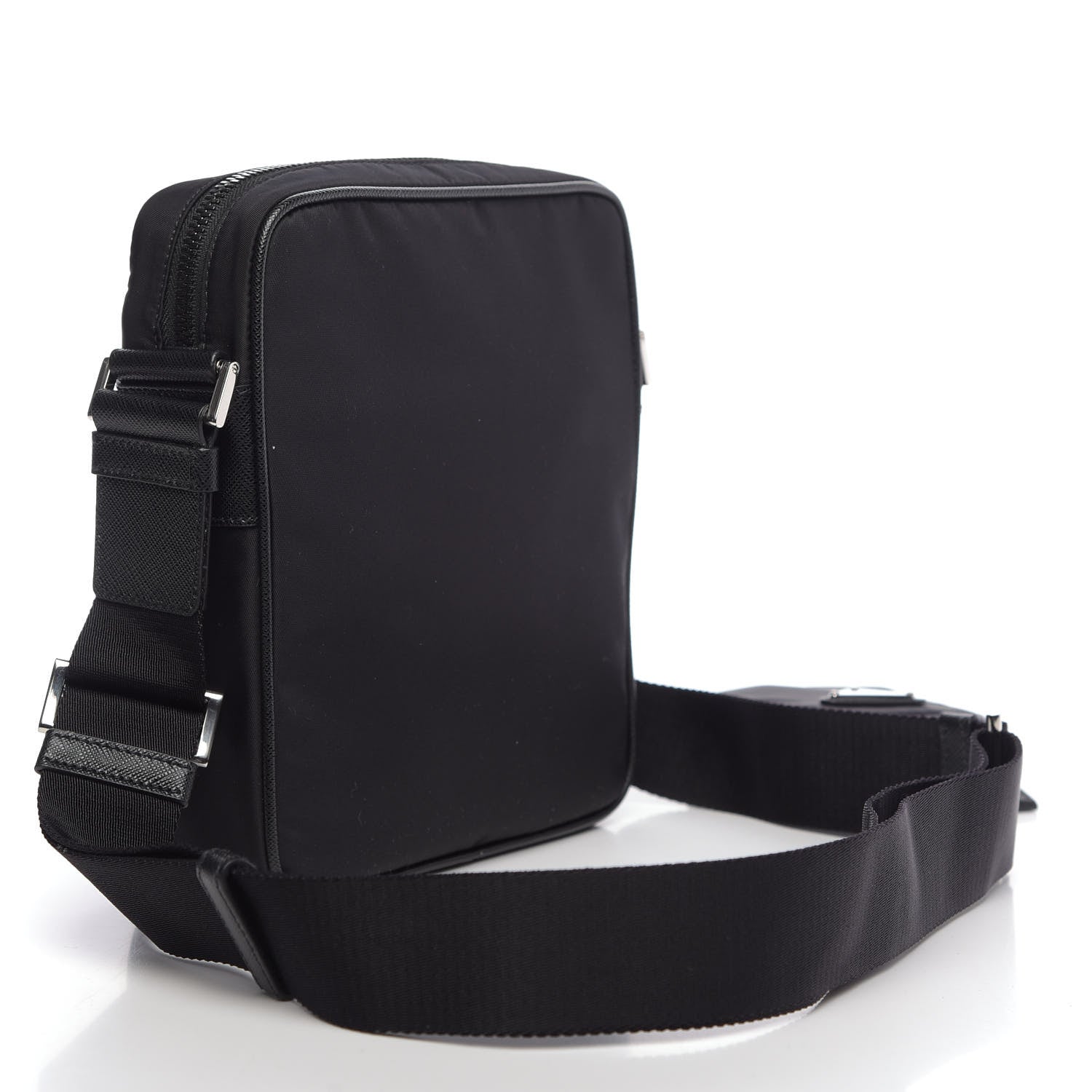 Prada Tessuto Nylon Saffiano Pocket Messenger Shoulder Bag Black 3 of 9