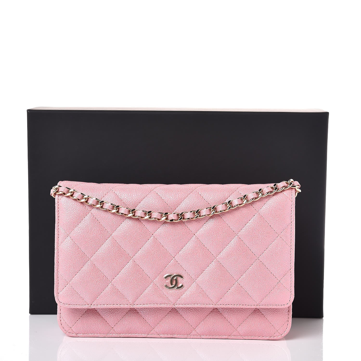 Chanel Iridescent Caviar Quilted Wallet on Chain WOC Rose Pink 9 of 9