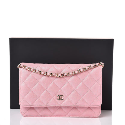 Chanel Iridescent Caviar Quilted Wallet on Chain WOC Rose Pink 9 of 9