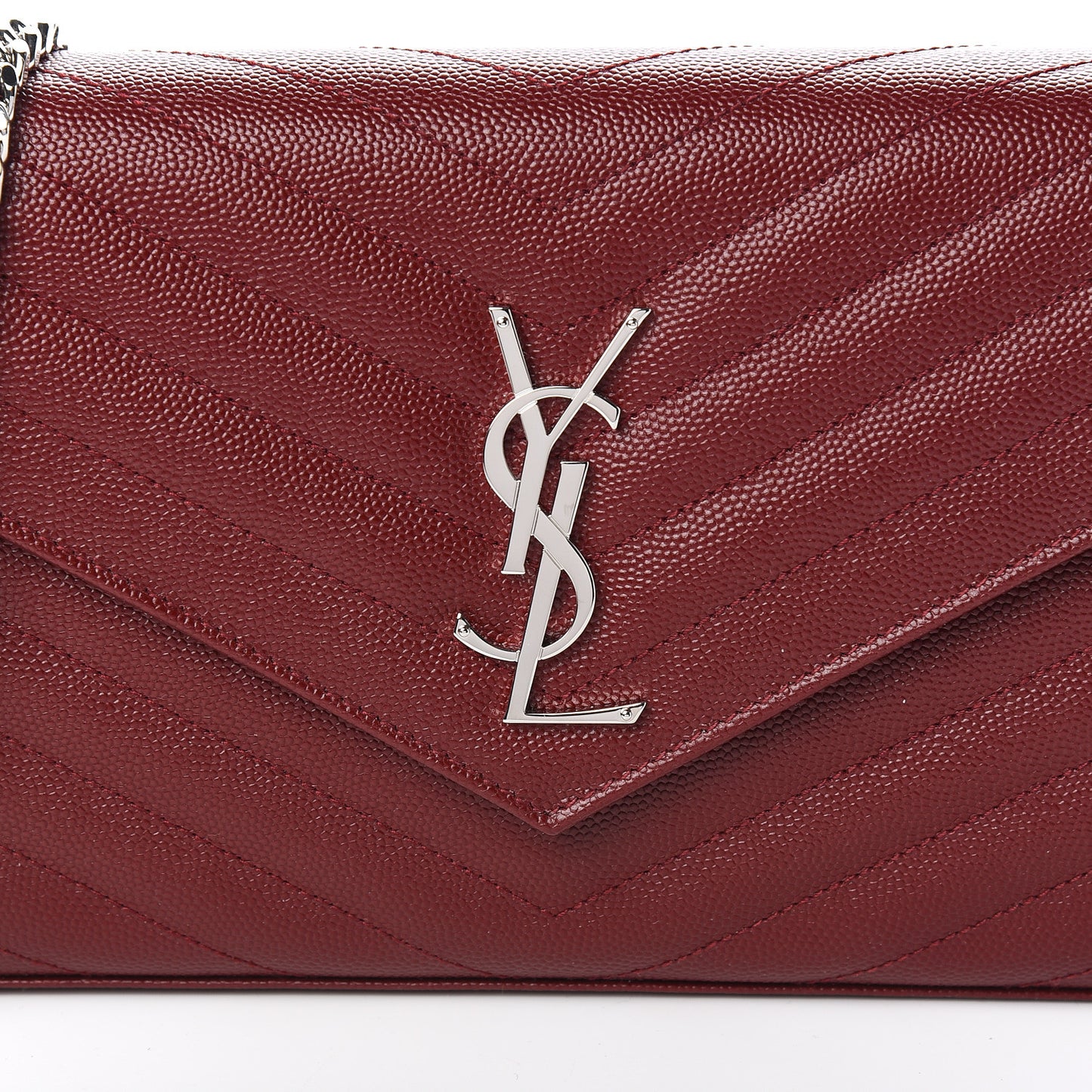 Grain De Poudre Matelasse Chevron Monogram Chain Wallet Palissandre