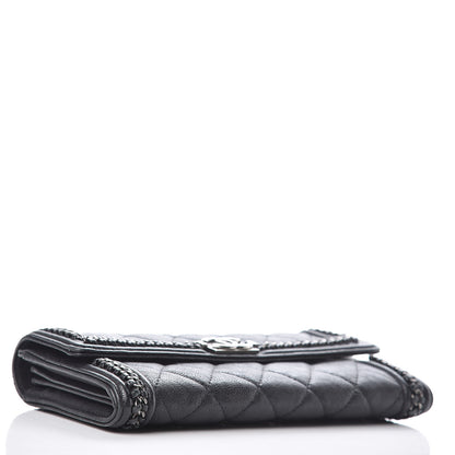 Chanel Calfskin Quilted Boy Chain Around Flap Wallet Black 4 of 11