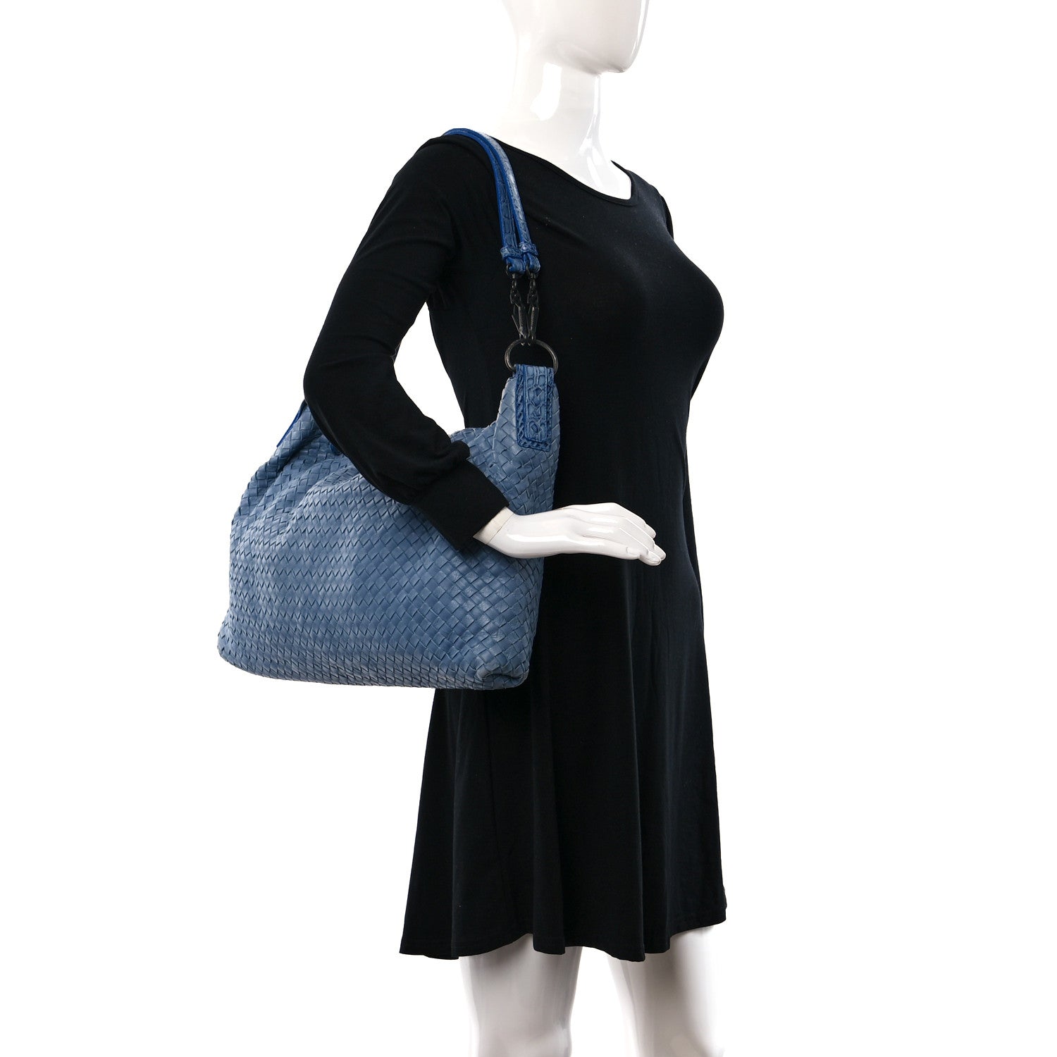 Bottega Veneta Nappa Torchon Alligator Intrecciato Hobo Bag Light Blue 2 of 11