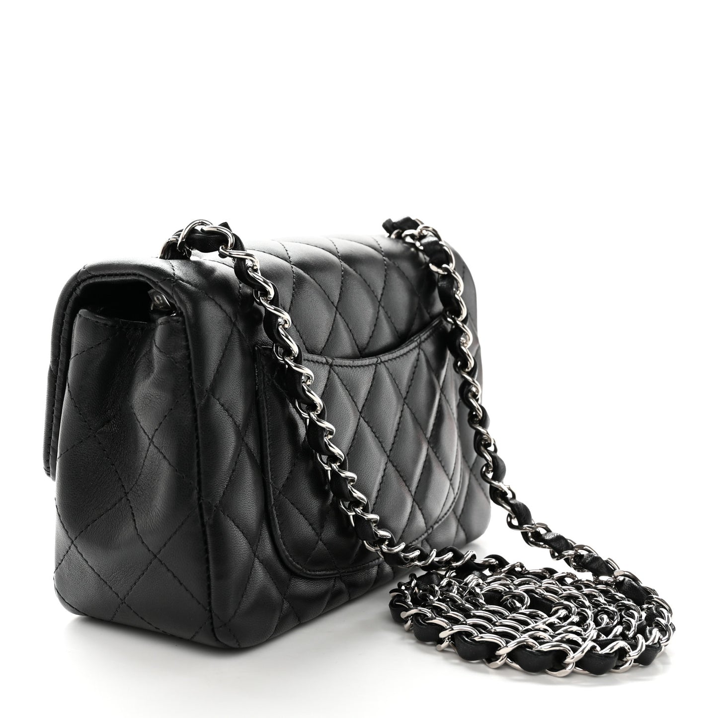 Lambskin Quilted Mini Rectangular Flap Black