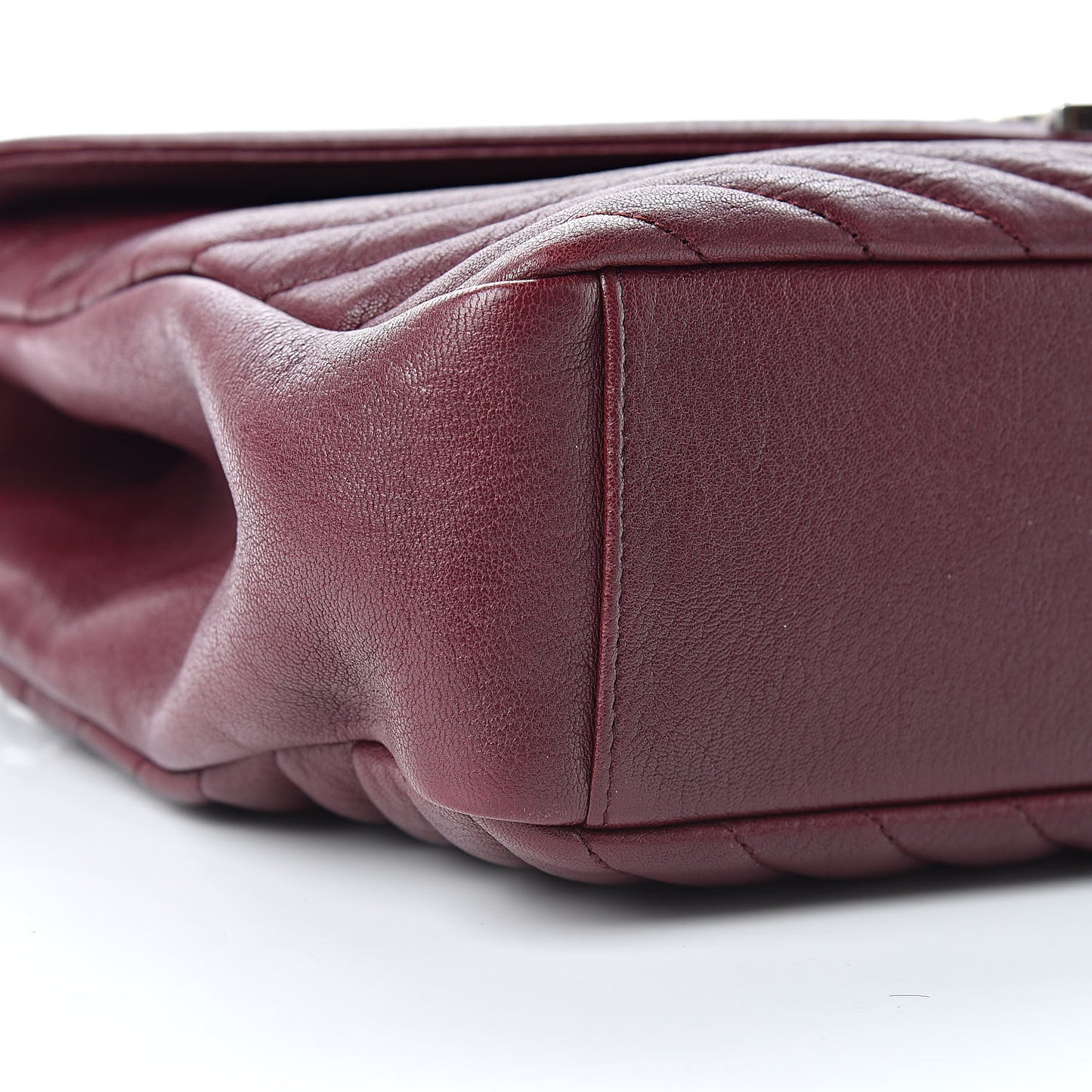 Sheepskin Matelasse Chevron Large Monogram Satchel Rouge Legion