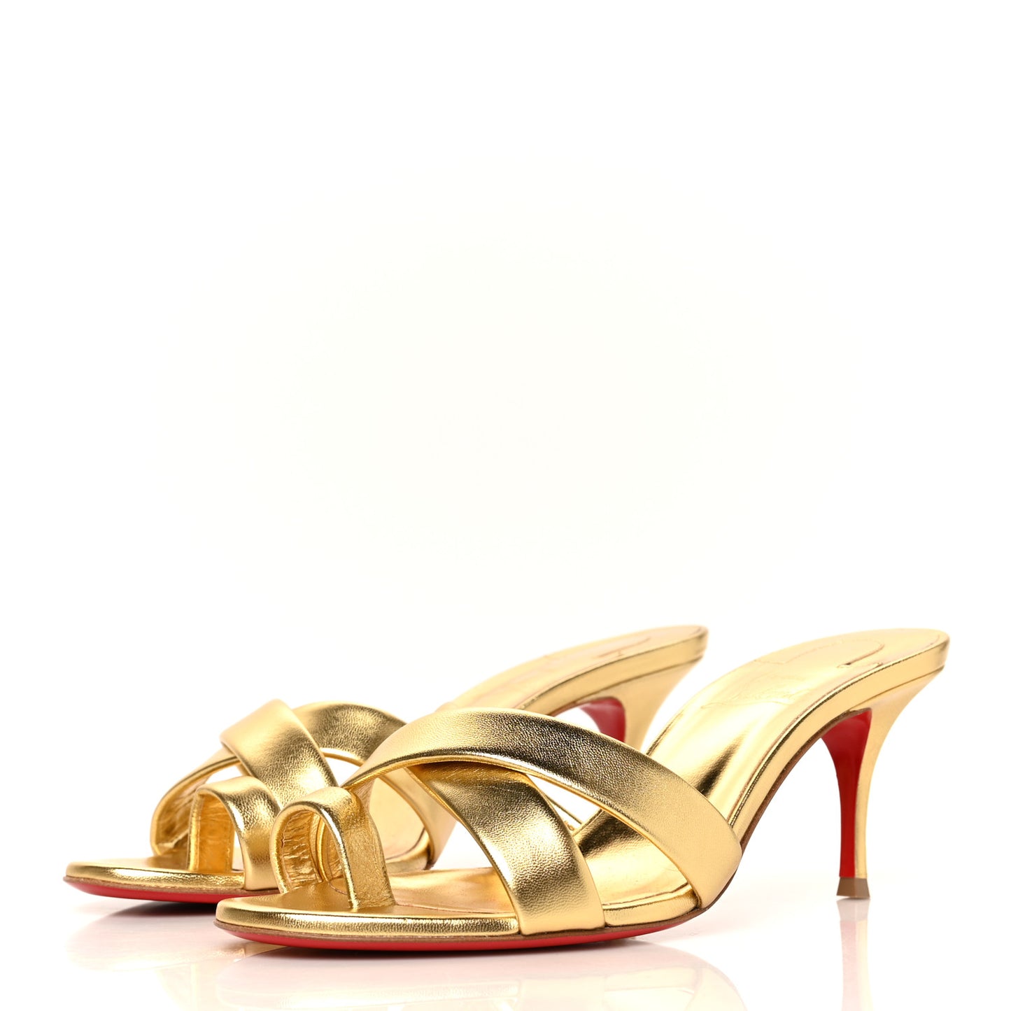 Metallic Calfskin Simply Me 70 Slide Sandals 37.5 Gold