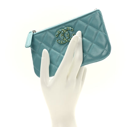 Chanel Caviar Chanel 19 Quilted Cosmetic Case Light Blue 2 of 8