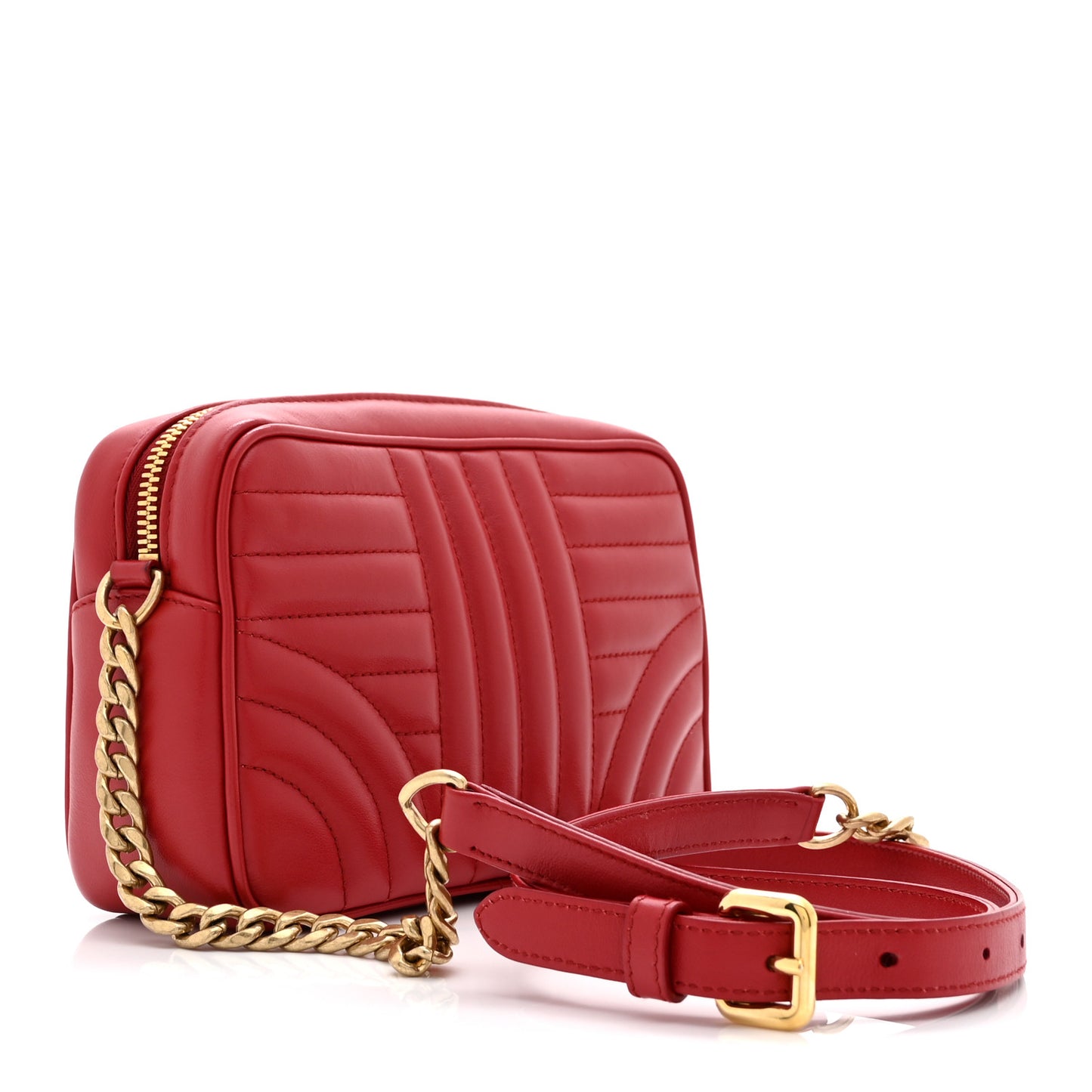 Soft Calfskin Diagramme Camera Bag Rosso