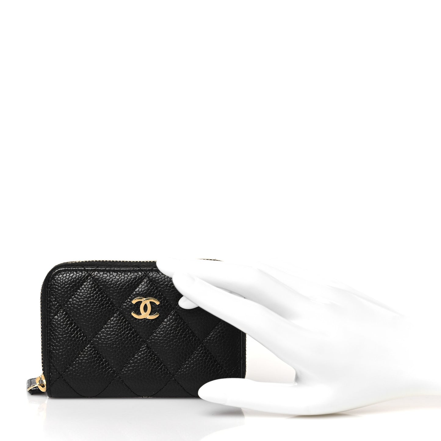 Caviar Quilted Zip Coin Purse Black