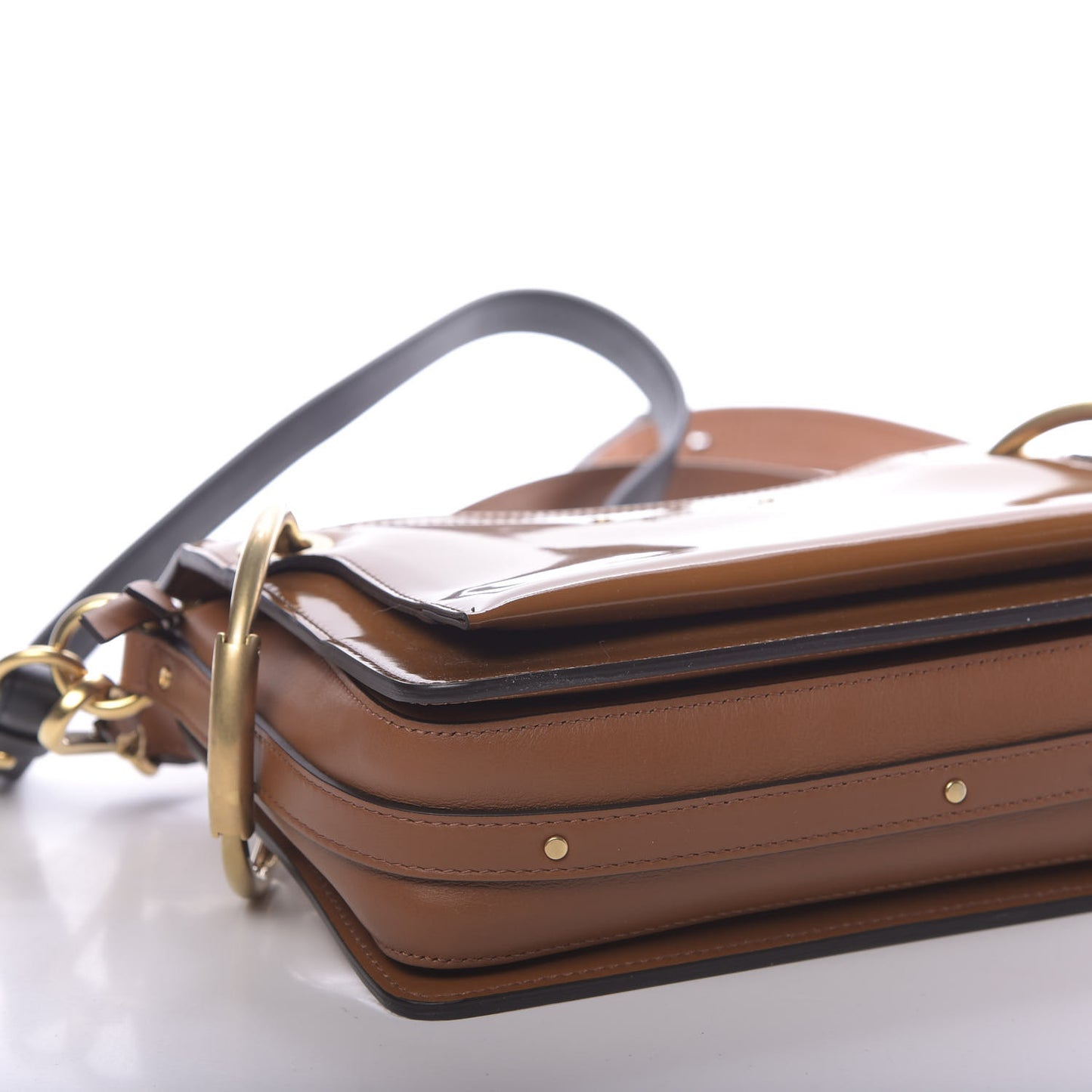 Glossy Lambskin Sfumato Small Roy Bag Caramel