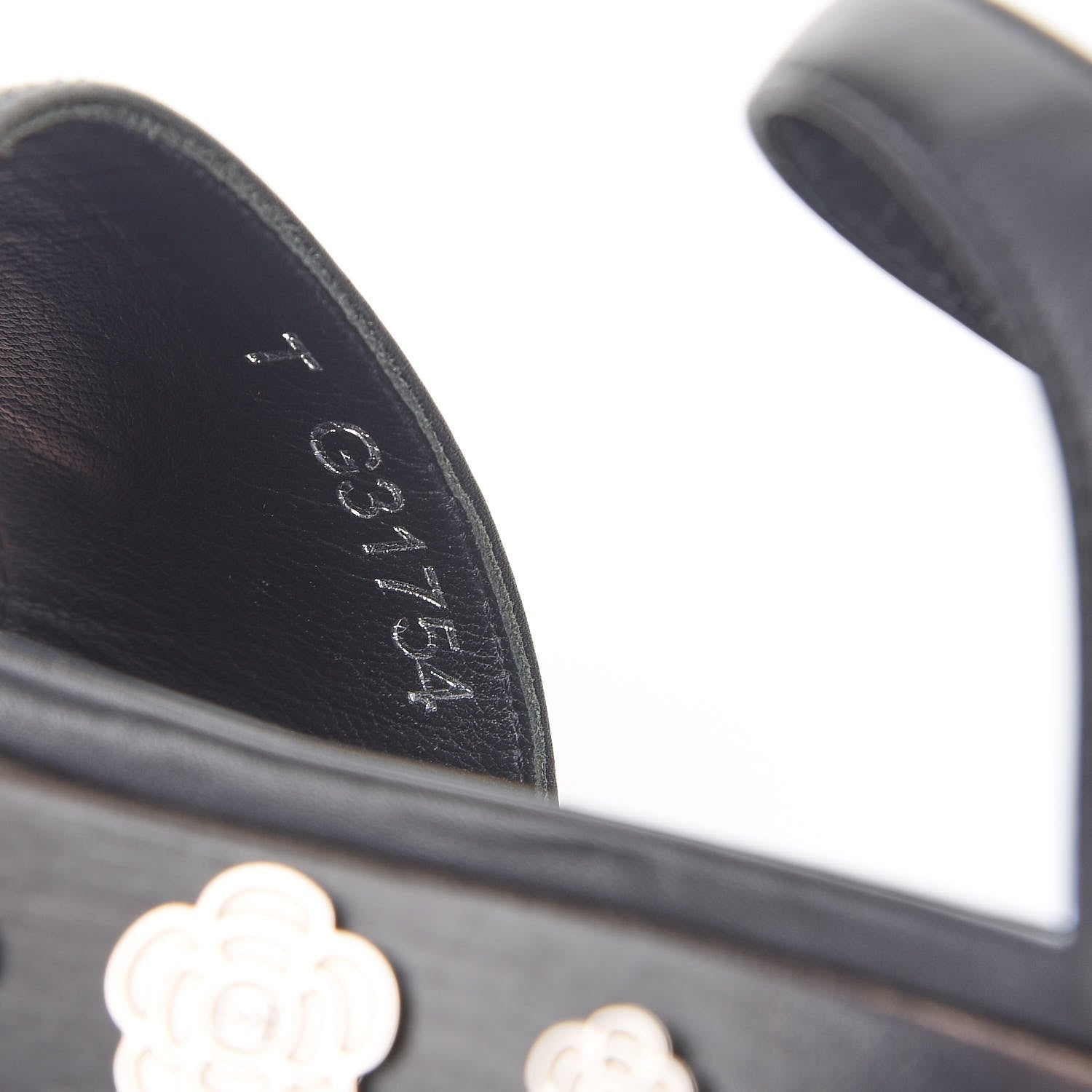 Chanel Calfskin Camellia Platform Sandals 38 Black 8 of 8