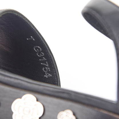 Chanel Calfskin Camellia Platform Sandals 38 Black 8 of 8