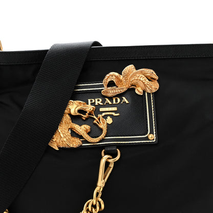 Prada Tessuto Nylon Saffiano Animalier Messenger Bag Black 8 of 10