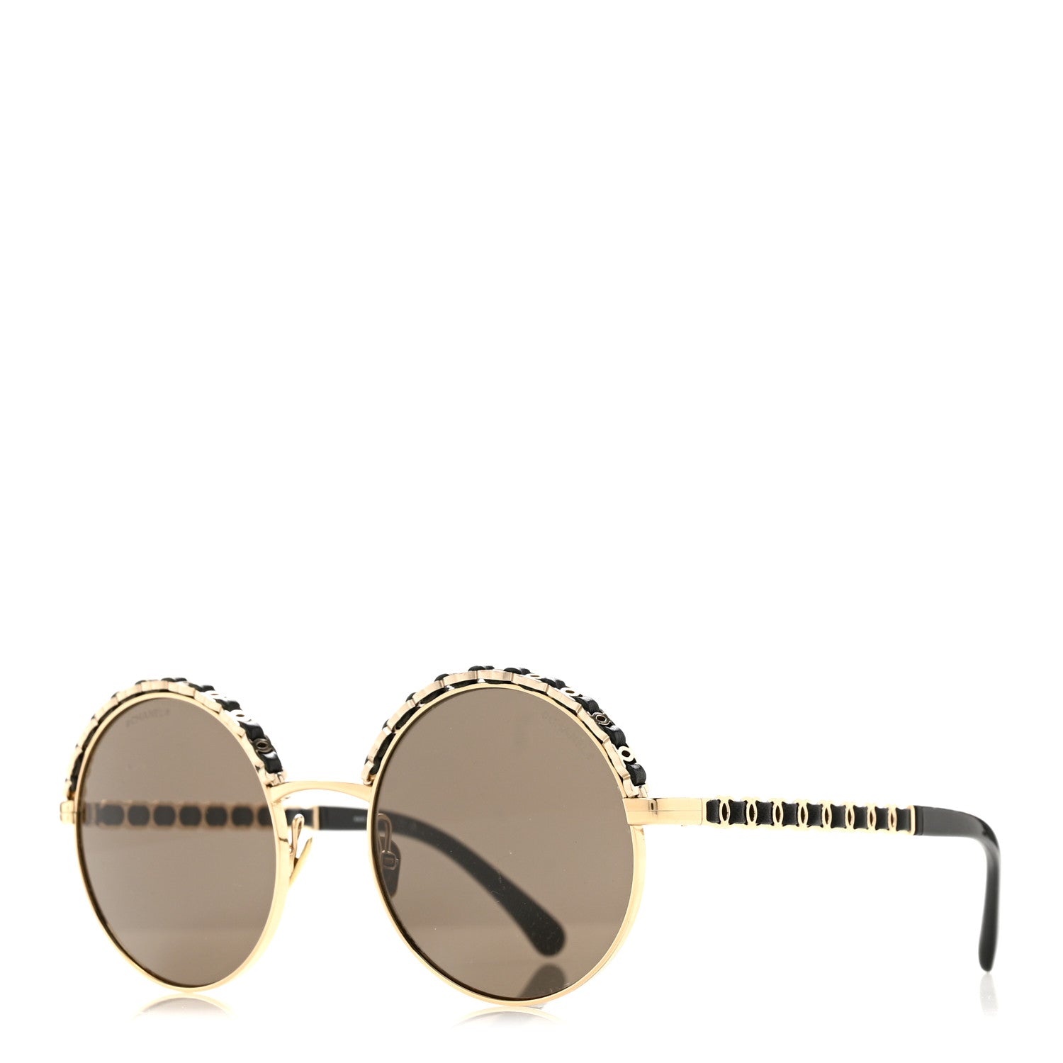 Chanel Metal Calfskin Round Chain Sunglasses 4265-Q Black 1 of 7
