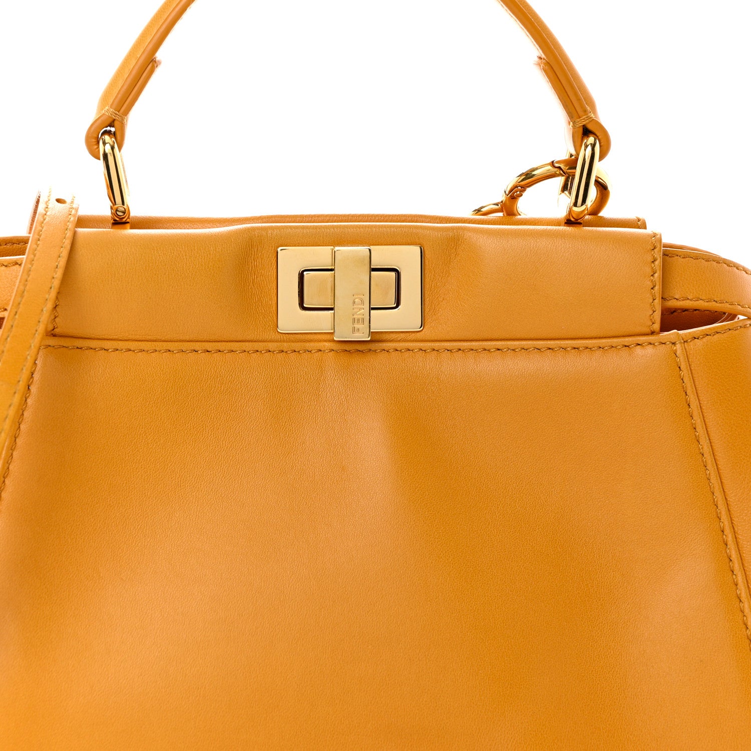 Fendi Nappa Mini Peekaboo Iconic Satchel Giallo Syrup 6 of 10