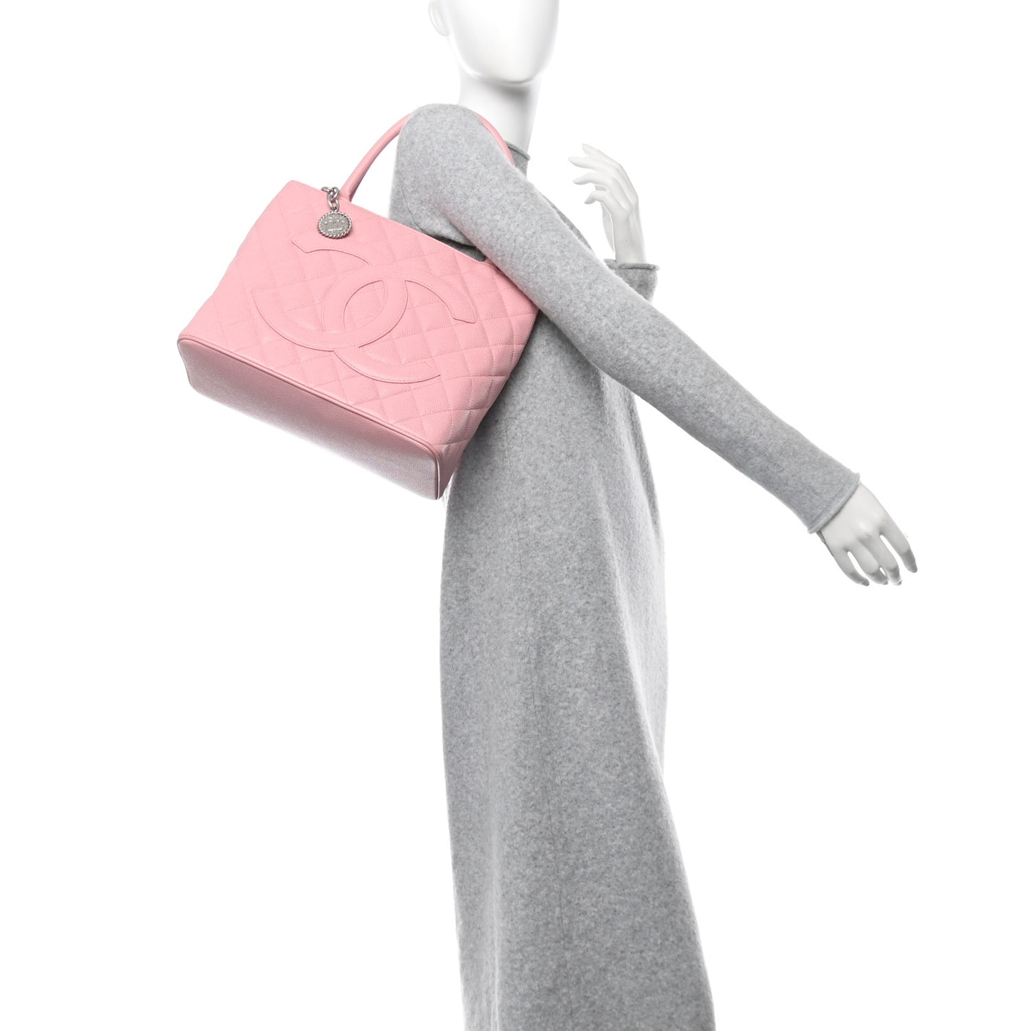 Caviar Quilted Medallion Tote Light Pink