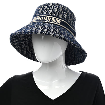 Christian Dior Velvet Oblique Large Brim Bucket Hat 58 Bleu Marine 2 of 9