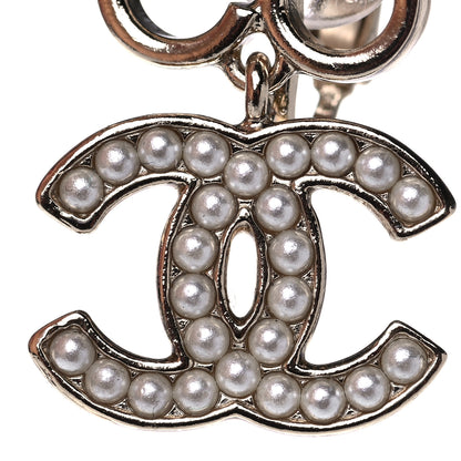 Chanel Metal Pearl CC Coco Climber Clip On Earrings Gold 5 of 6
