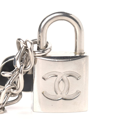 Chanel Enamel CC Padlock Heart Key Necklace Black Silver 7 of 7