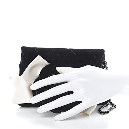 Chanel Velvet Quilted Camellia Wristlet Black 2 of 5