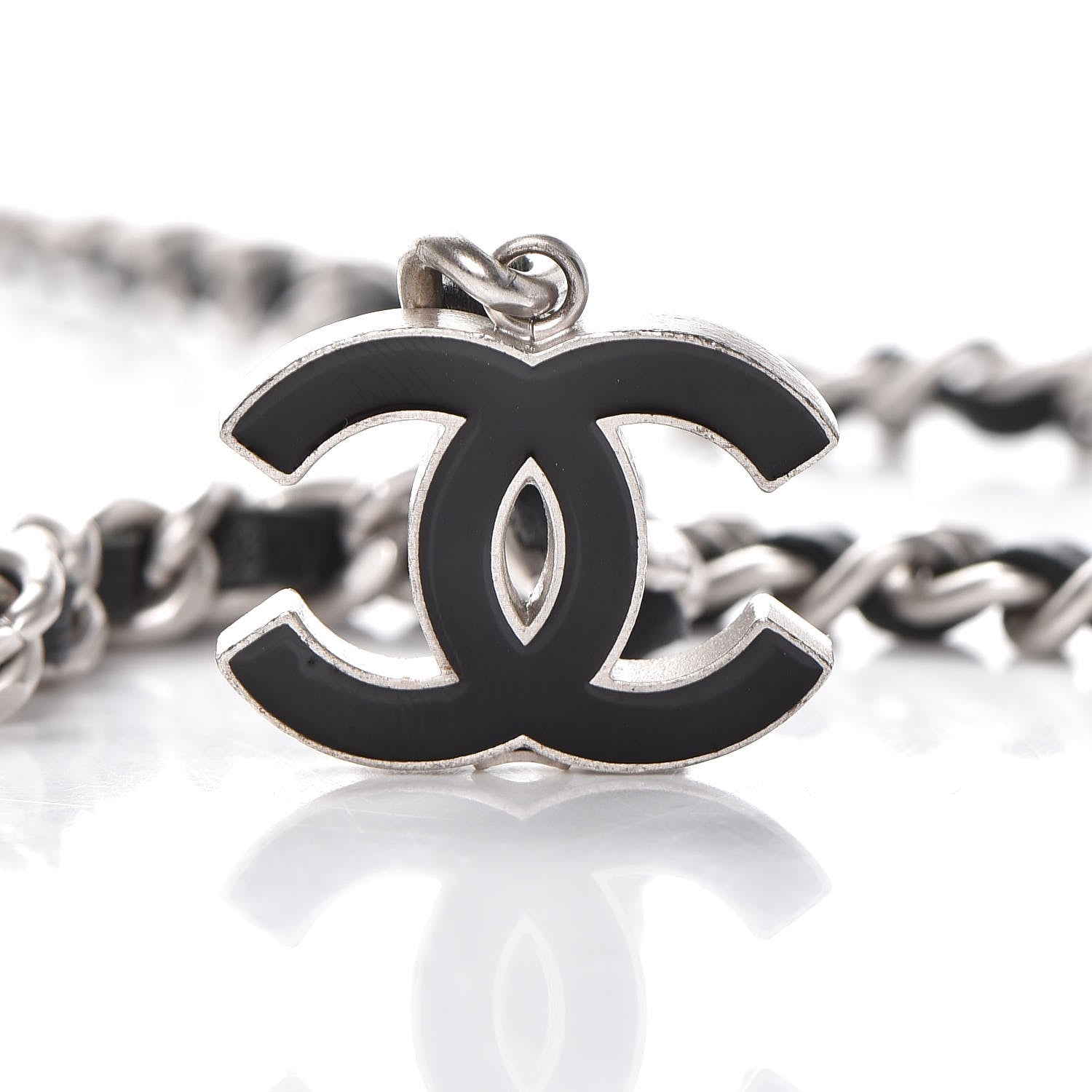 Chanel Lambskin Enamel CC Chain Belt Black Silver 6 of 7