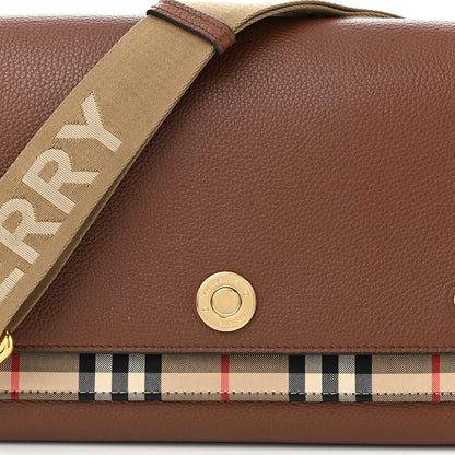 Burberry Grainy Calfskin Vintage Check Note Crossbody Bag Malt Brown 7 of 10