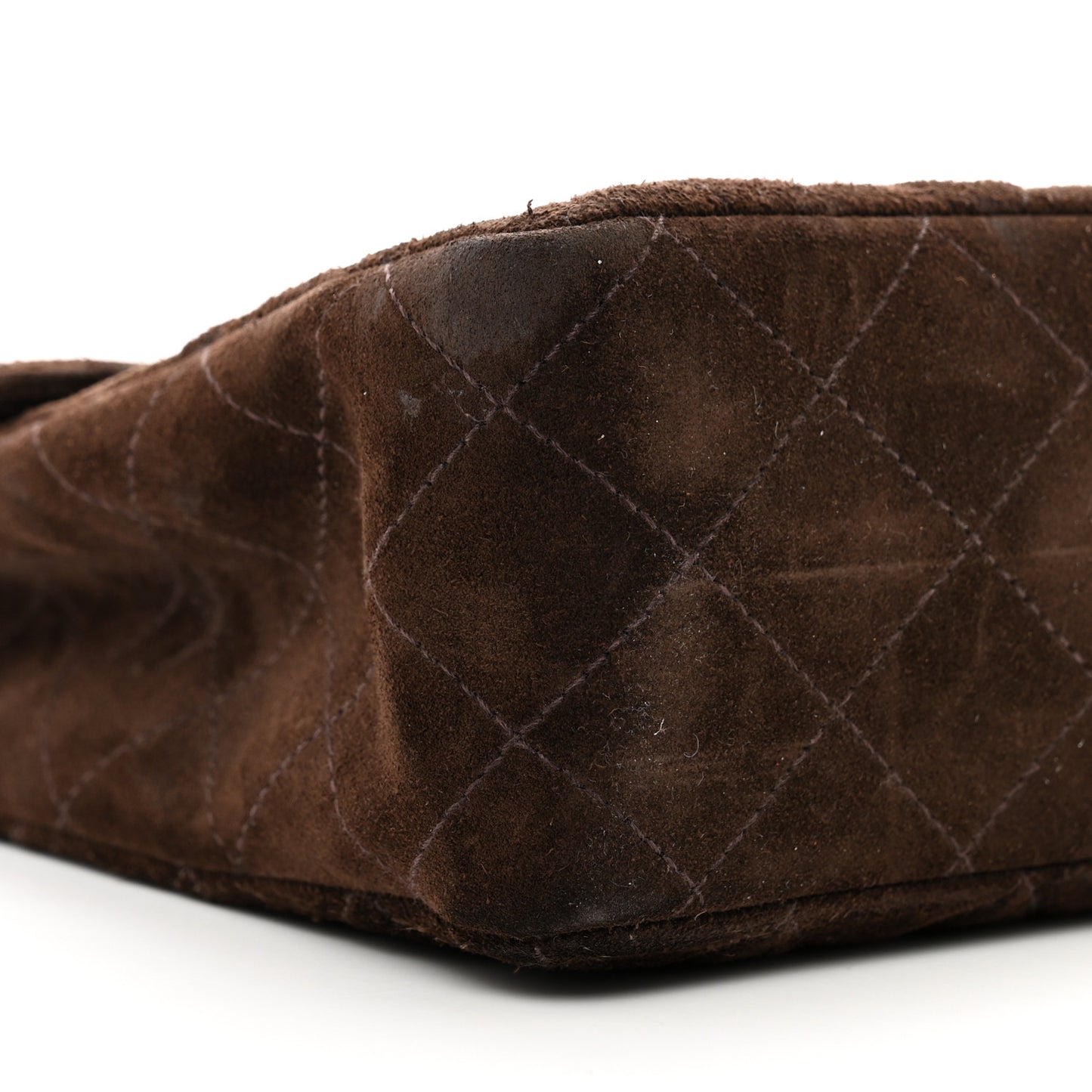 Suede Tortoise Quilted Jumbo Single Flap Brown