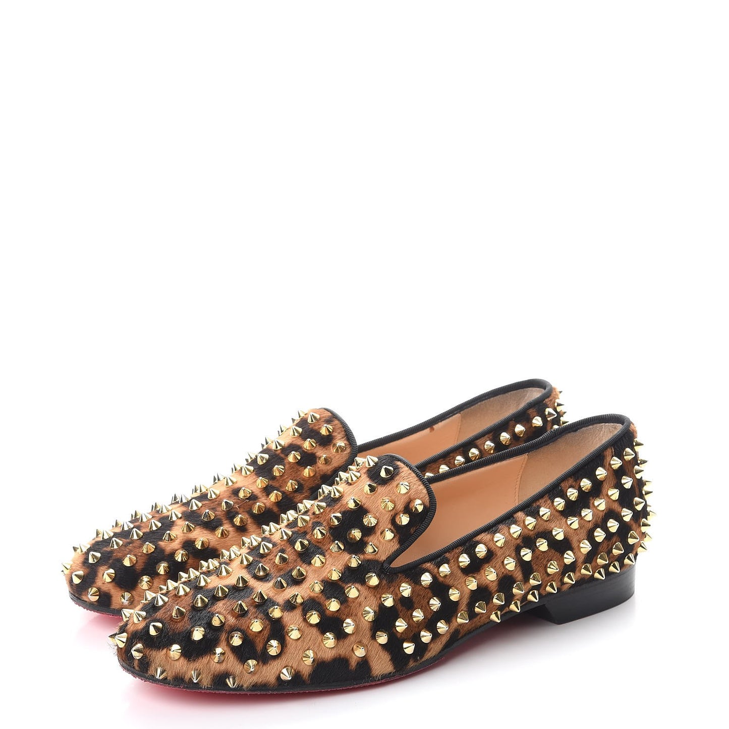 Leopard Print Pony Hair Rolling Spikes Luxor Loafers Flats 40