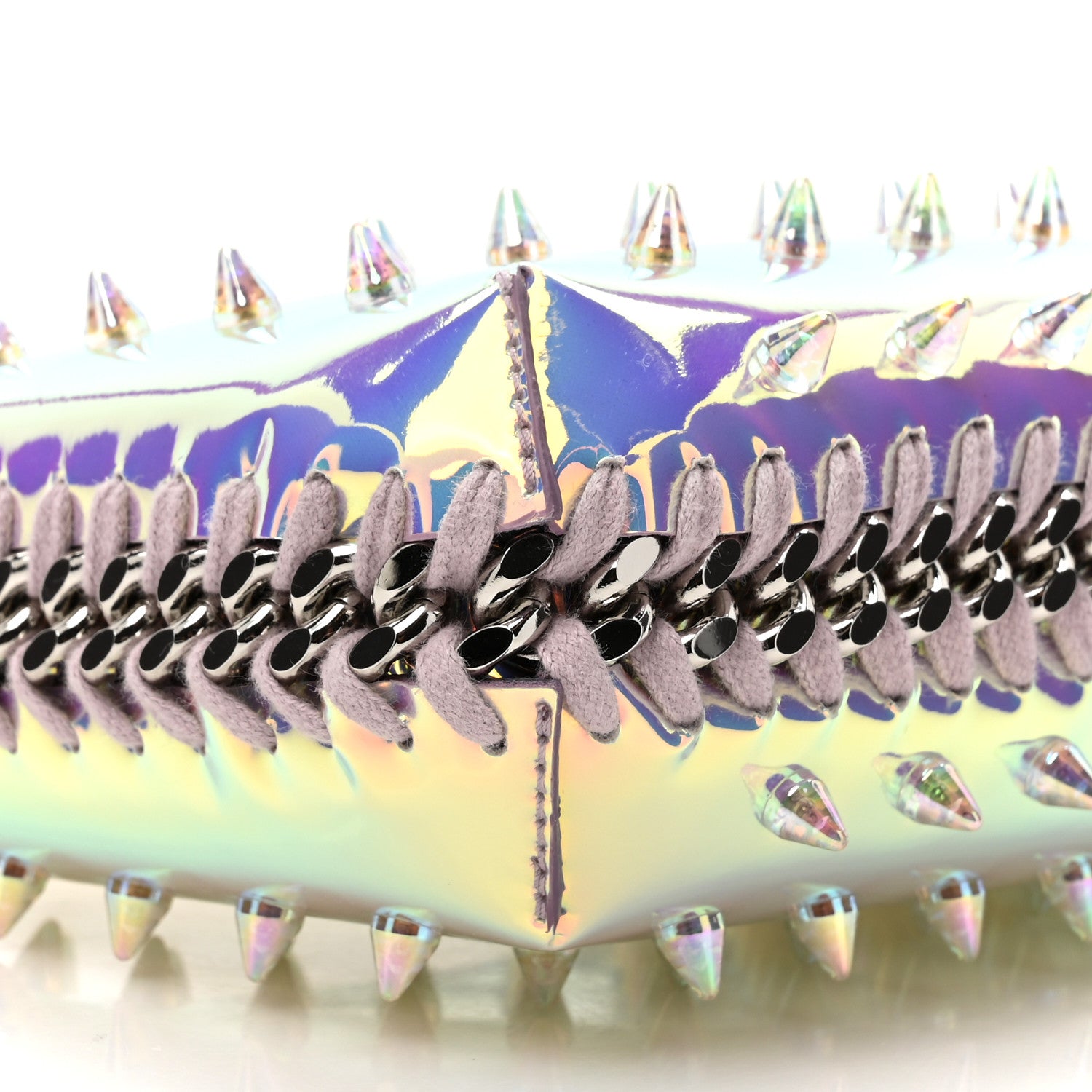 Stella McCartney Holographic Faux Leather Mini Zip Spike Falabella Silver 9 of 9