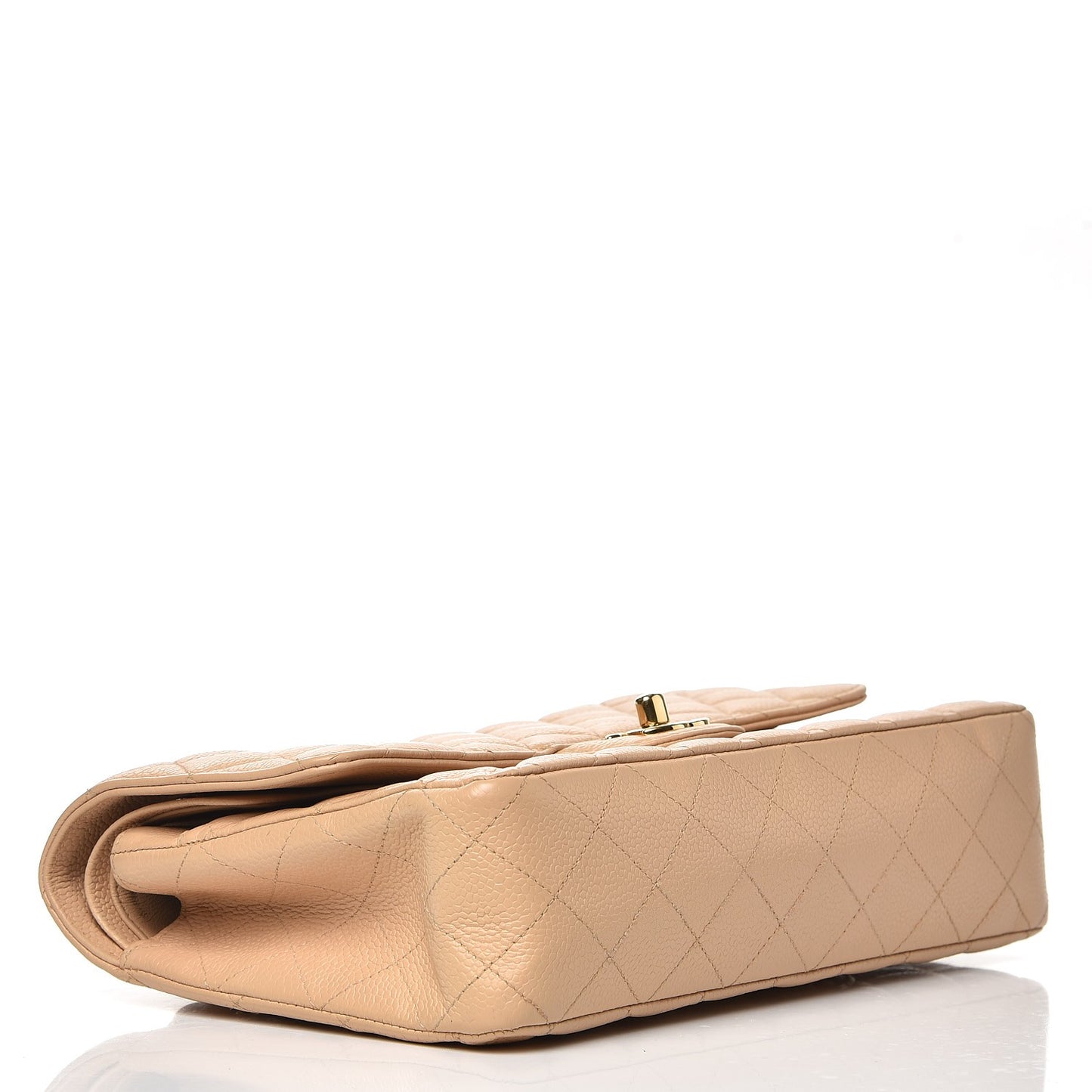 Caviar Quilted Medium Double Flap Beige Clair