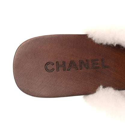Chanel Crackled Sheepskin CC Mules 38 Black 7 of 9