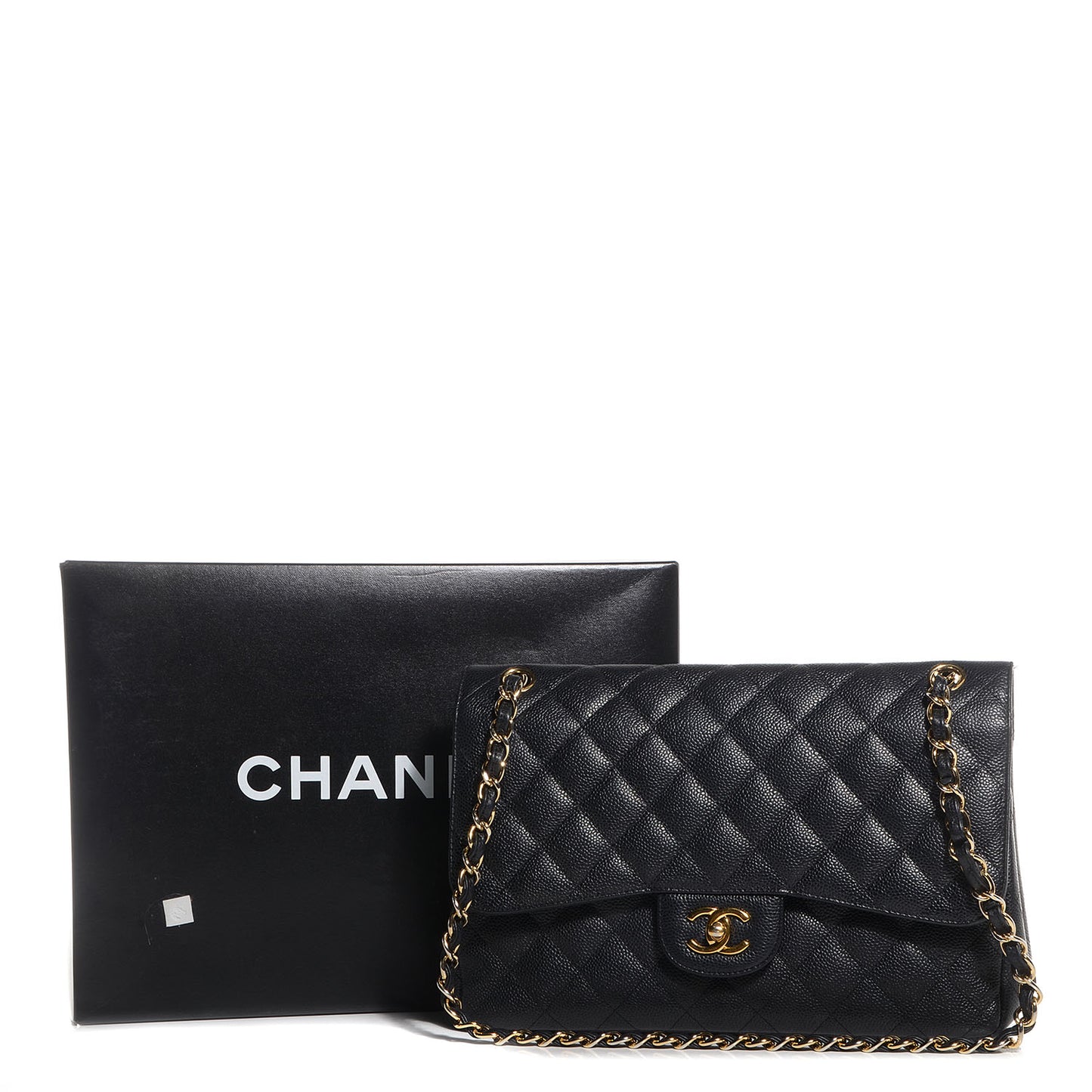 Caviar Quilted Jumbo Double Flap Black