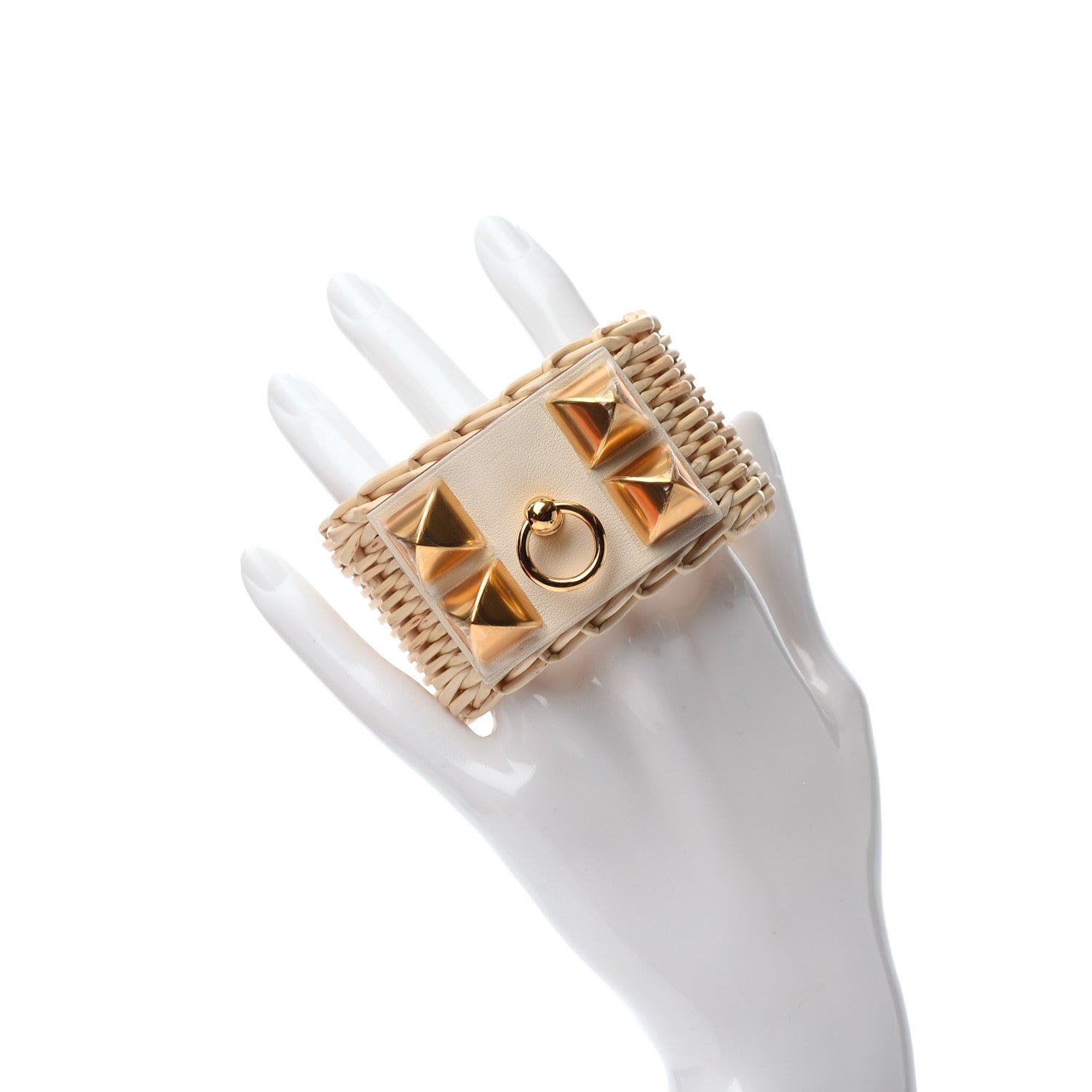 Hermes Wicker Swift Medor Picnic Cuff Bracelet Nata 2 of 6