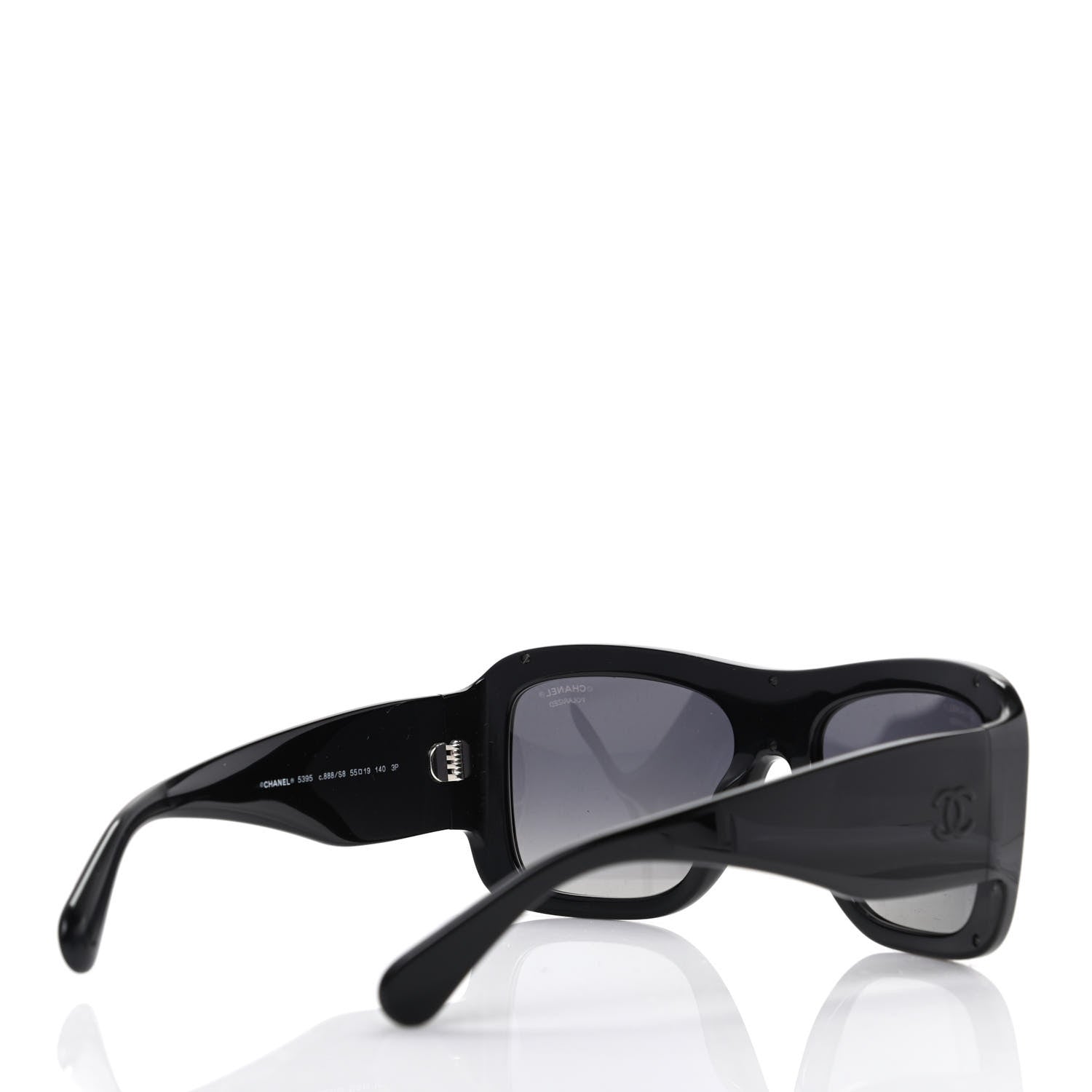 Chanel Acetate Polarized Rectangle Sunglasses 5395 Black 4 of 8