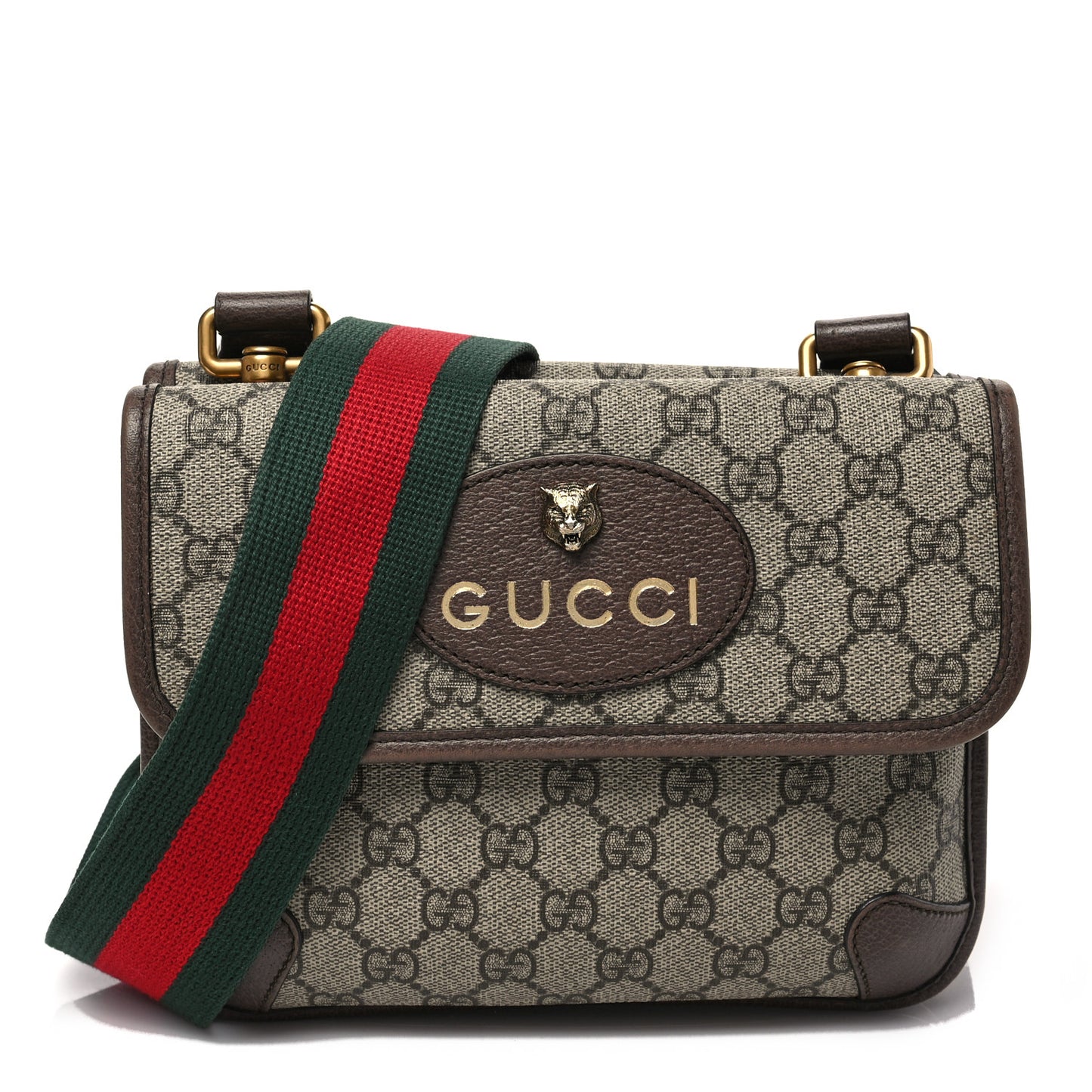 GG Supreme Monogram Web Small Neo Vintage Double Flap Messenger Bag Beige New Acero