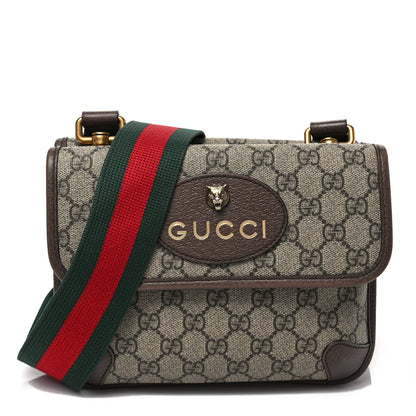 Gucci GG Supreme Monogram Web Small Neo Vintage Double Flap Messenger Bag Beige New Acero 1 of 9