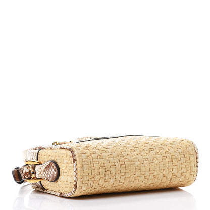 Gucci Raffia Elaphe Mini Ophidia Shoulder Bag Natural Cream Brown 3 of 4