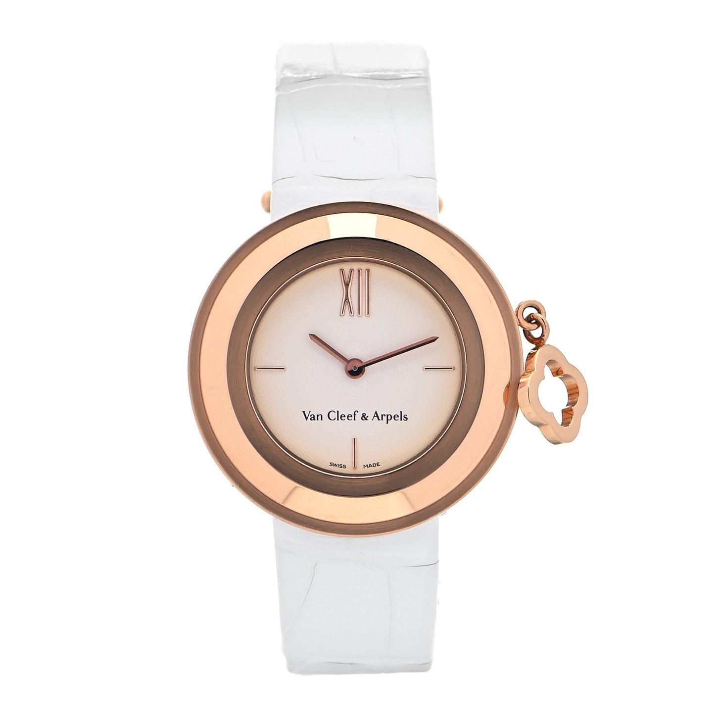 18K Rose Gold Alligator Diamond 32mm Charms Quartz Watch