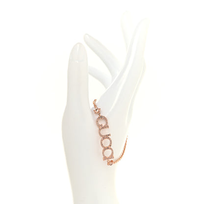 Gucci Metal Crystal Script Bracelet Gold 2 of 4