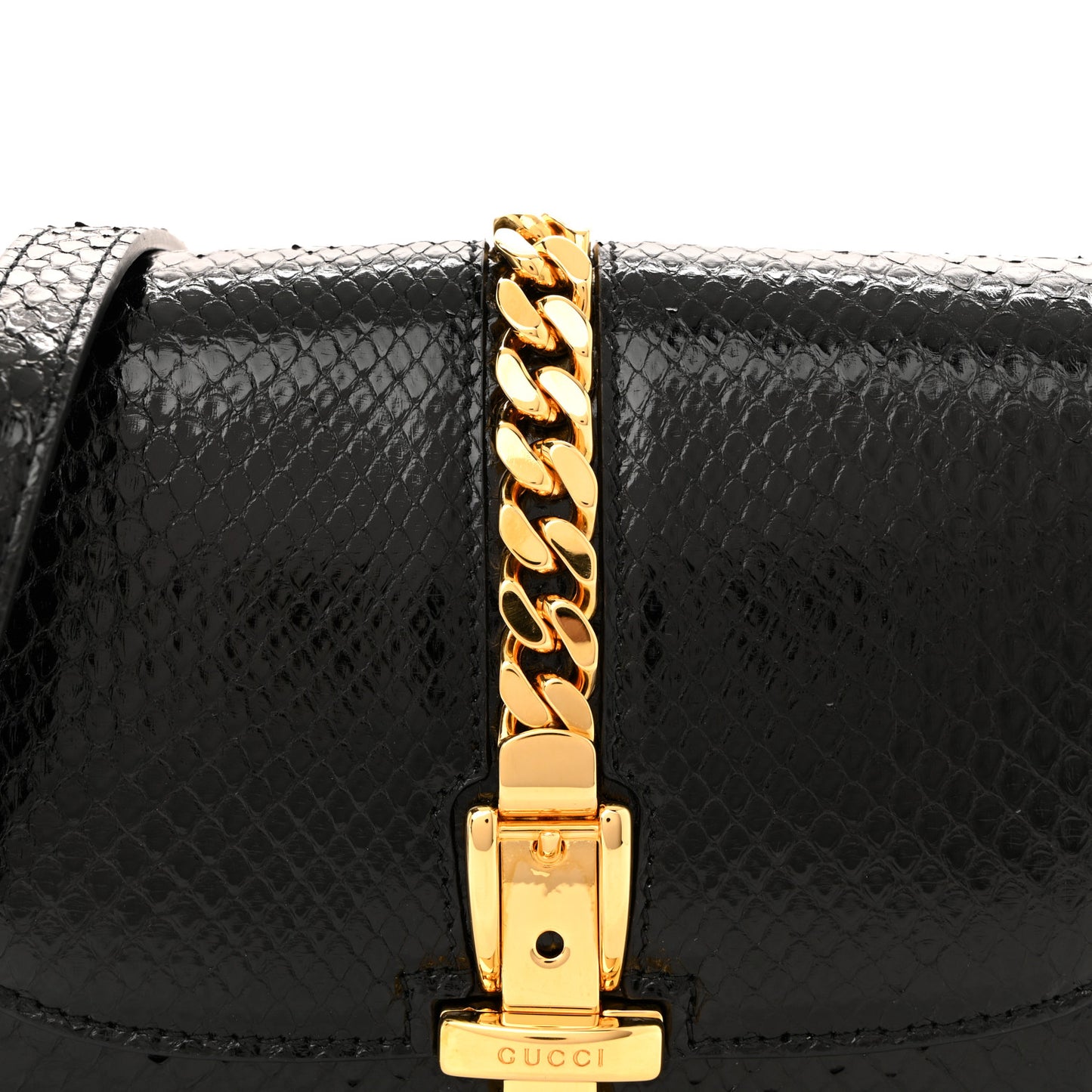 Snakeskin Mini Sylvie 1969 Messenger Bag Black