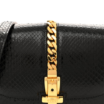 Gucci Snakeskin Mini Sylvie 1969 Messenger Bag Black 8 of 13
