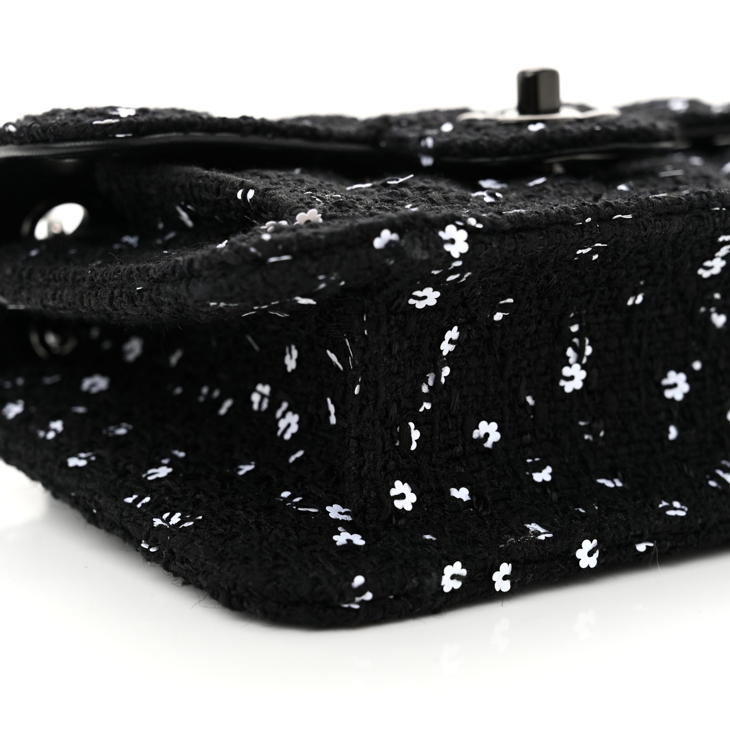 Tweed Sequin Quilted Double You Mini Flap So Black