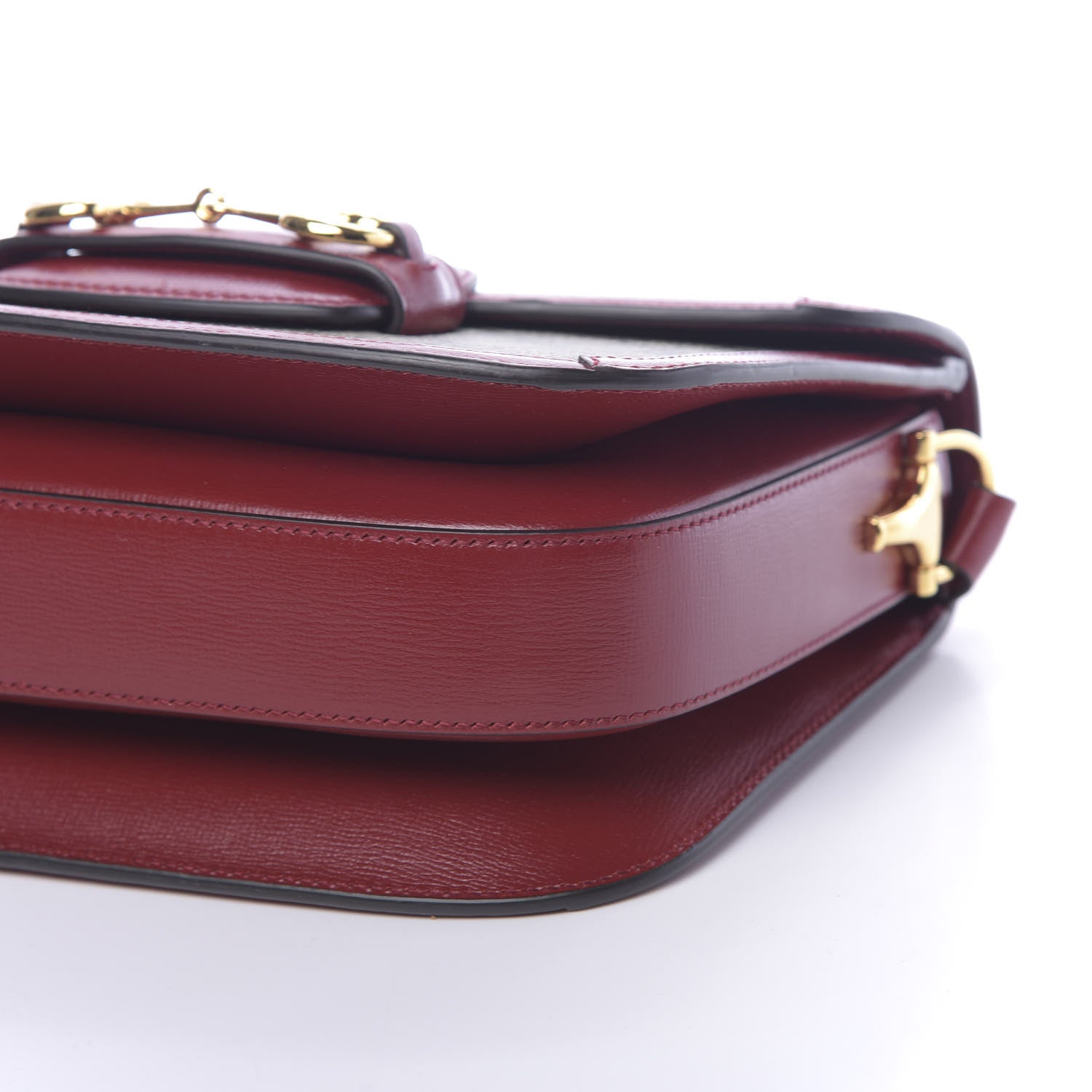 Gucci GG Supreme Monogram Azalea Calfskin Horsebit 1955 Shoulder Bag Beige Ebony New Cherry Red 9 of 10