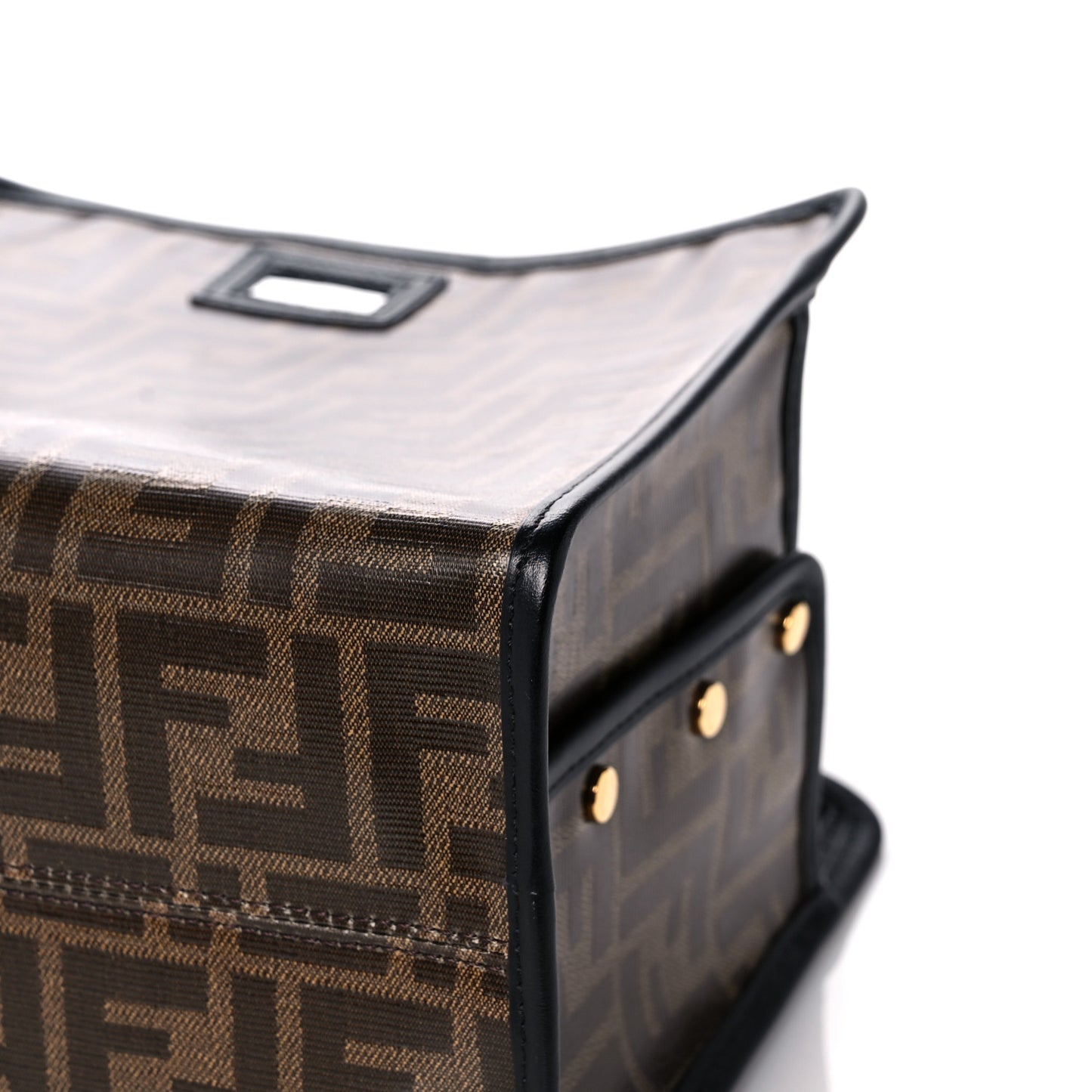 Glazed Fabric Vitello Century FF 1974 Stamp Patch Mini Peekaboo Defender Cover Mogano Panna Black