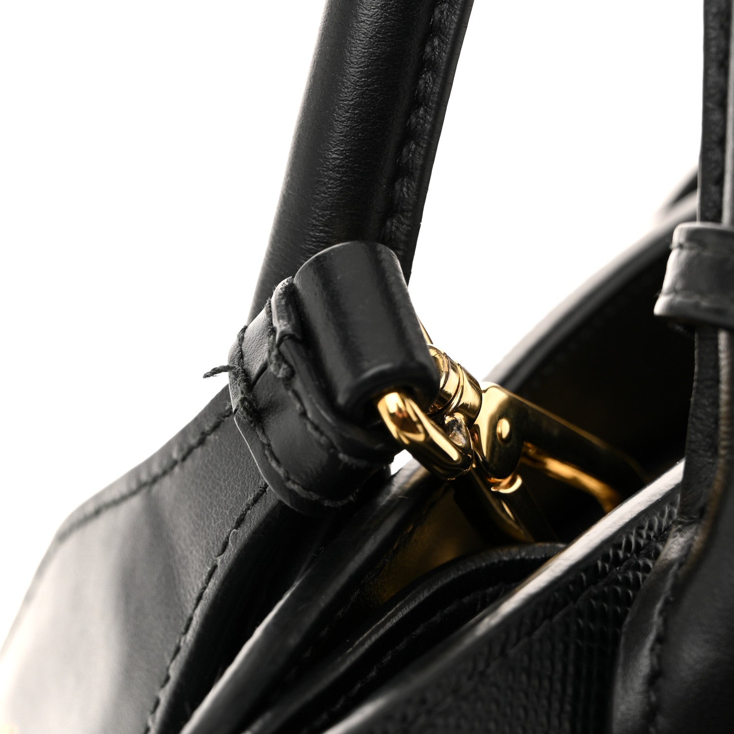 Prada Saffiano Cuir Calfskin Small Monochrome Top Handle Tote Black 11 of 15