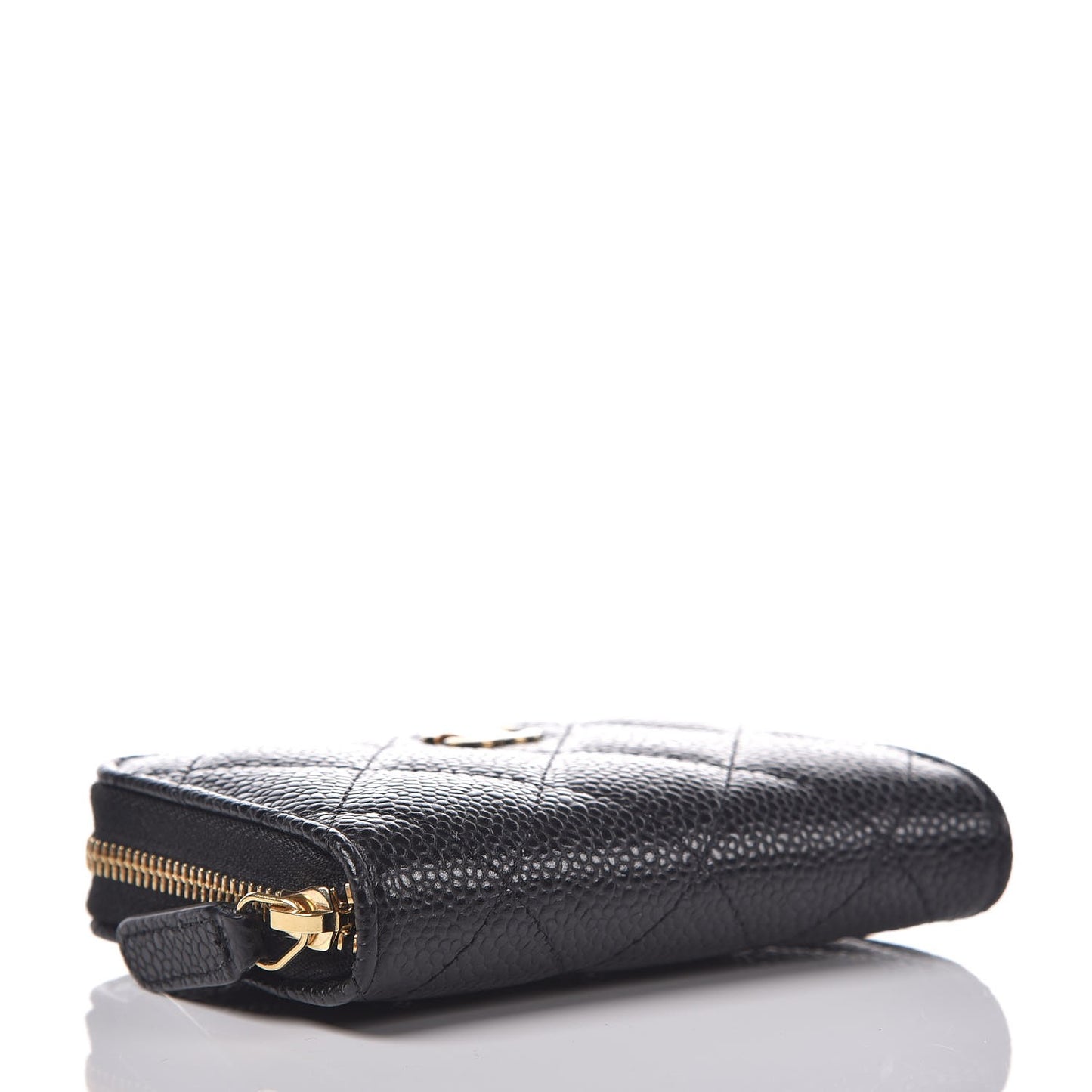 Caviar Quilted Zip Coin Purse Black