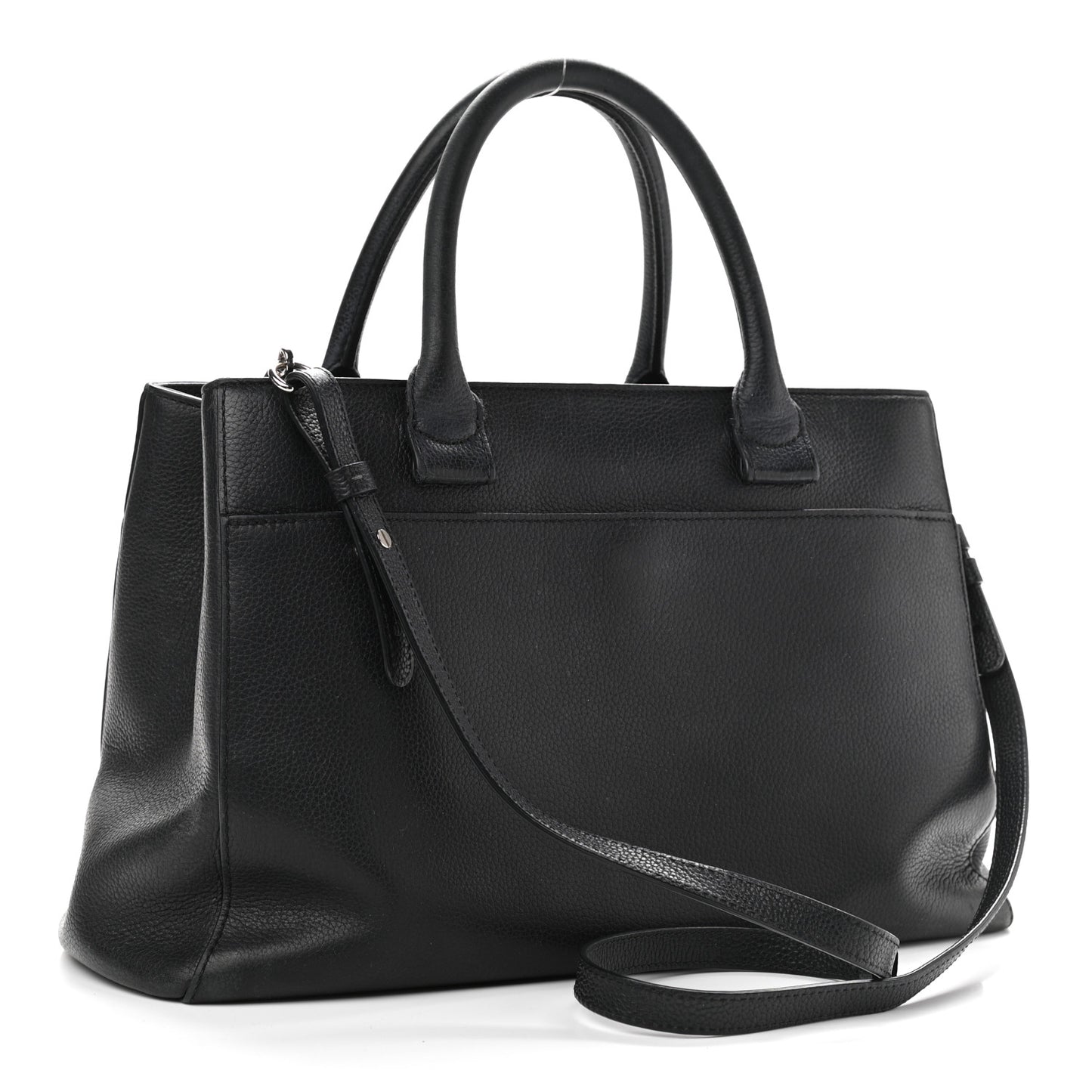 Grained Calfskin Small Neo Executive Shopper Tote Black