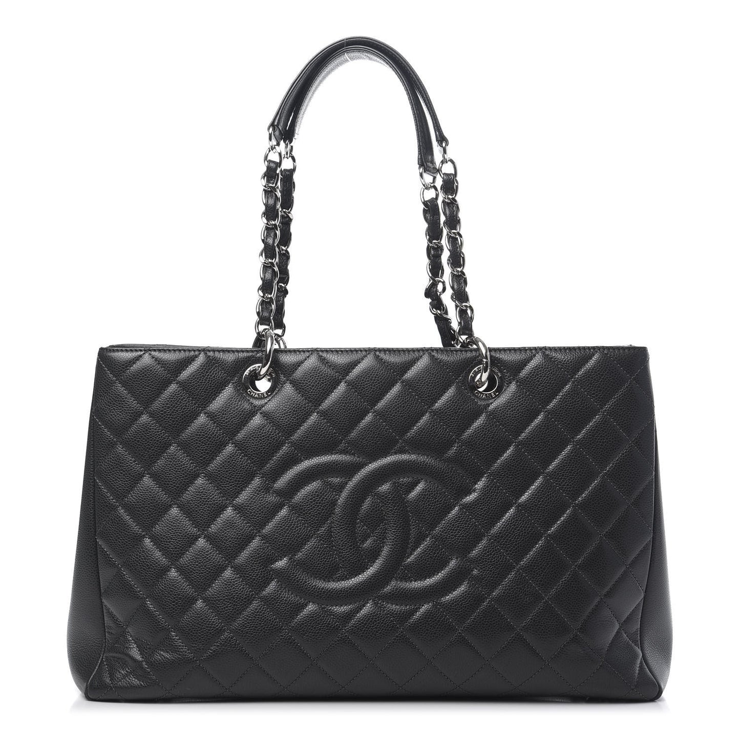 Caviar Quilted XL Grand Shopping Tote GST Dark Grey