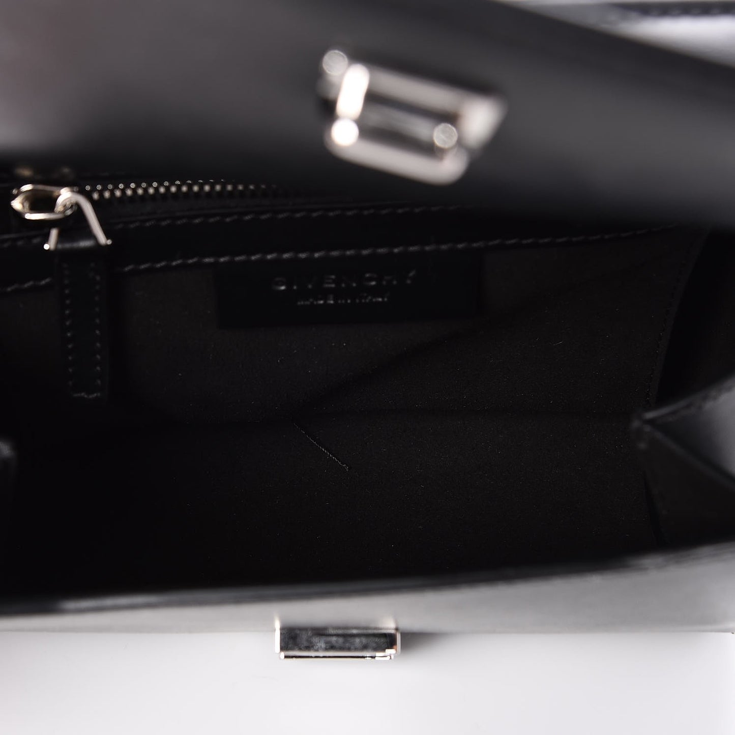 Calfskin Mini Pandora Box Logo Strap Crossbody Bag Black