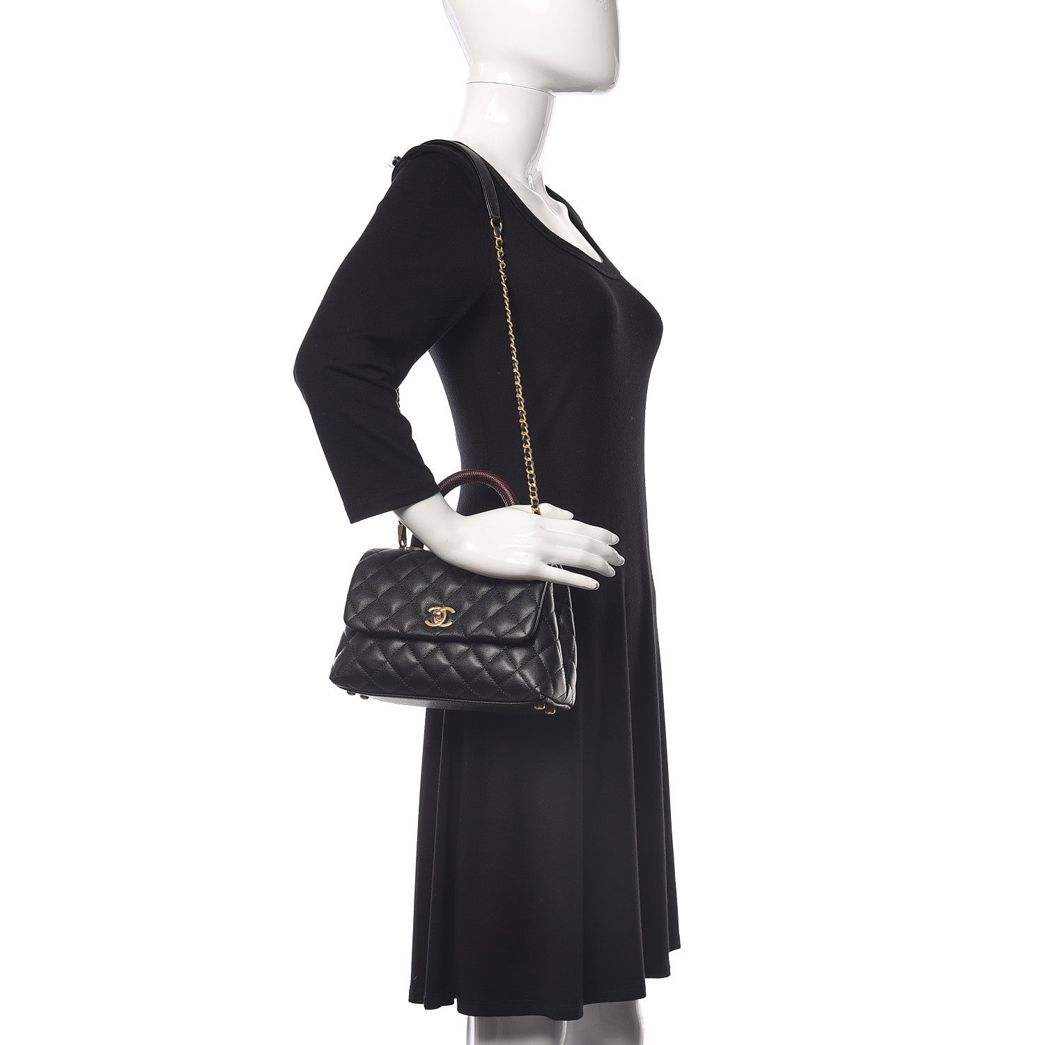 Chanel Caviar Lizard Embossed Quilted Mini Coco Handle Flap Black 2 of 11
